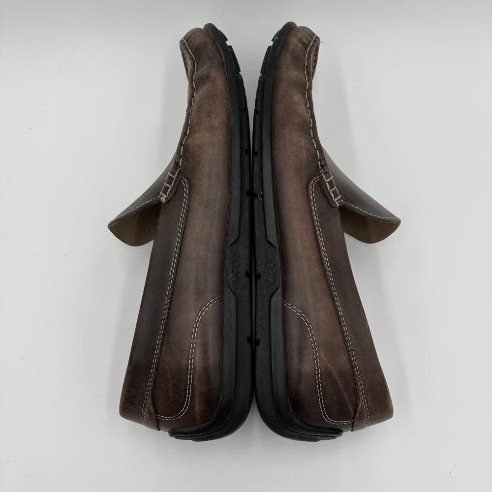 ECCO Coffee Brown Leather Classic Comfort Driving Loafer Mens EU‎ 46 US 12/12.5